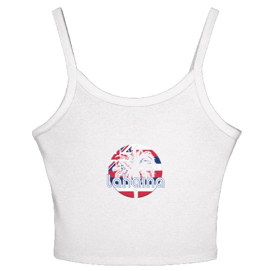 Lahaina Maui Hawaii Hawaiian Flag Native Palm Tree Women's Spaghetti Strap Tank Top