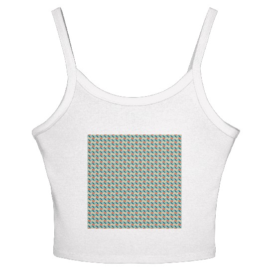 Retro Orange Teal Pattern Women's Spaghetti Strap Tank Top