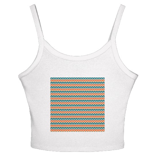 Retro Orange Teal Pattern Women's Spaghetti Strap Tank Top