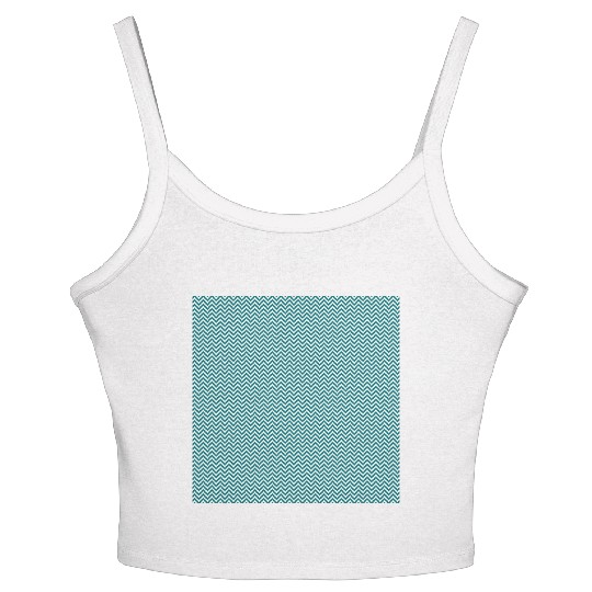 Retro Teal Chevron Pattern Women's Spaghetti Strap Tank Top