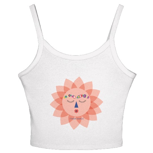 Colorful Cute Funny Sun Frida Kahlo Portrait Viva Women's Spaghetti Strap Tank Top