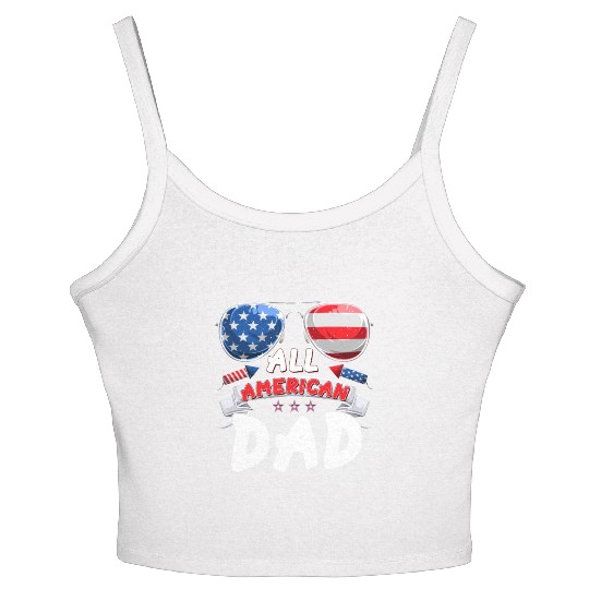 All American Dad US Patriots Fathers America Party Women's Spaghetti Strap Tank Top