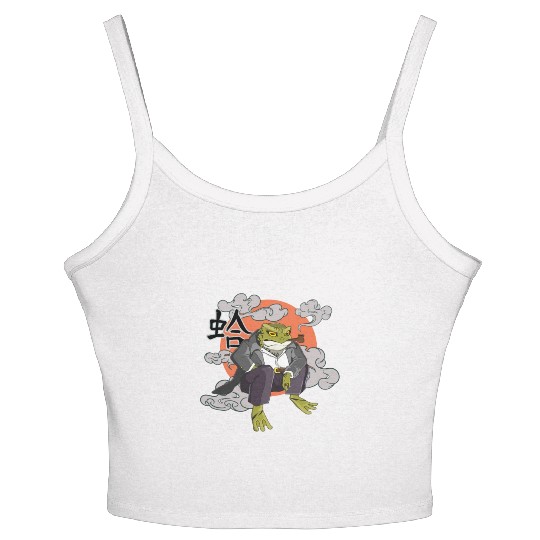 Japanese frog in Yakuza gangster costume Women's Spaghetti Strap Tank Top