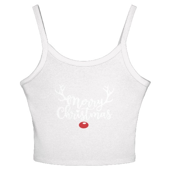 Merry Christmas - Red Nose Reindeer Women's Spaghetti Strap Tank Top