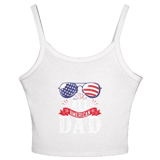 All American Dad America Pride US Patriot Women's Spaghetti Strap Tank Top