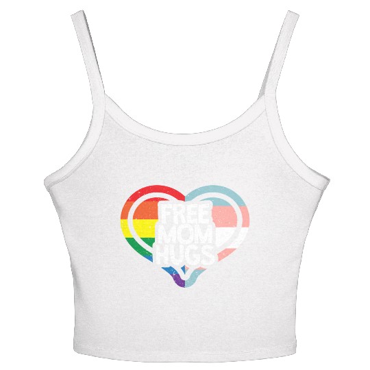 Free Mom Hugs Rainbow Pride Women's Spaghetti Strap Tank Top