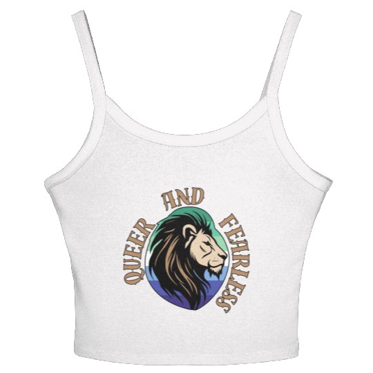 LGBTQ Queer and Fearless, Lion with Gay Flag Women's Spaghetti Strap Tank Top