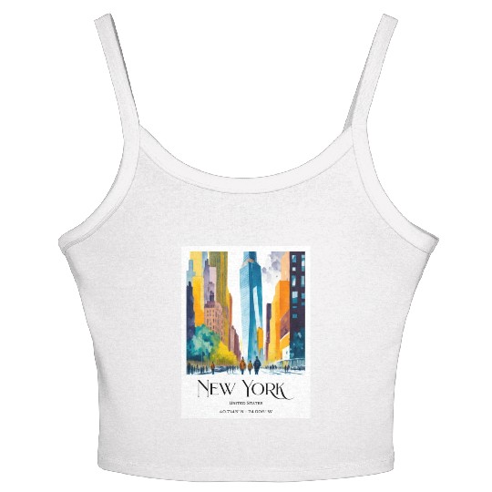People walking to One World Trade Centre New York Women's Spaghetti Strap Tank Top