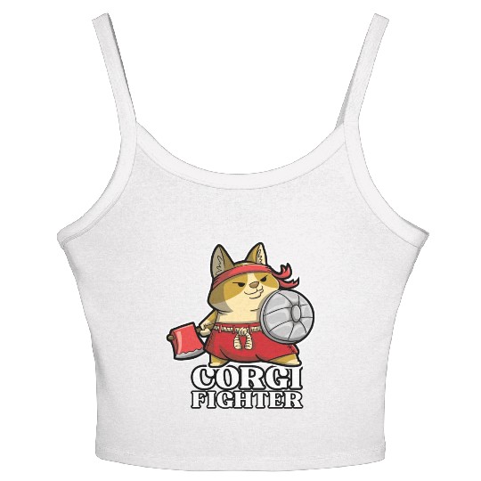 DESIGNThe Brave And Cute Corgi Fighter With An Axe Women's Spaghetti Strap Tank Top