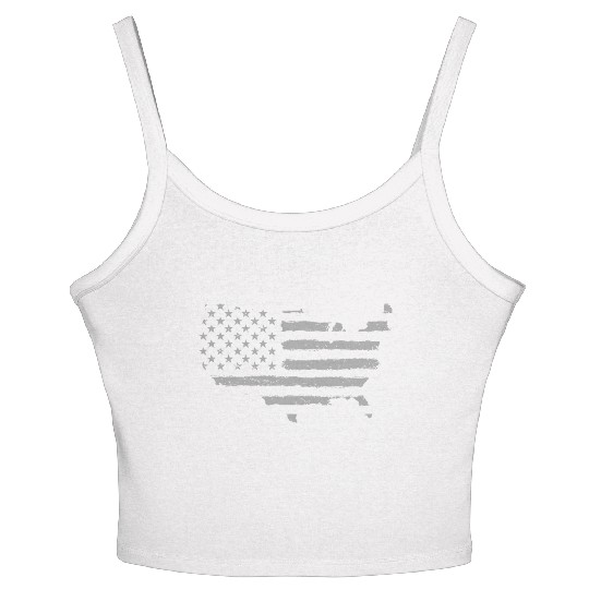 HAND PAINTED US FLAG Women's Spaghetti Strap Tank Top