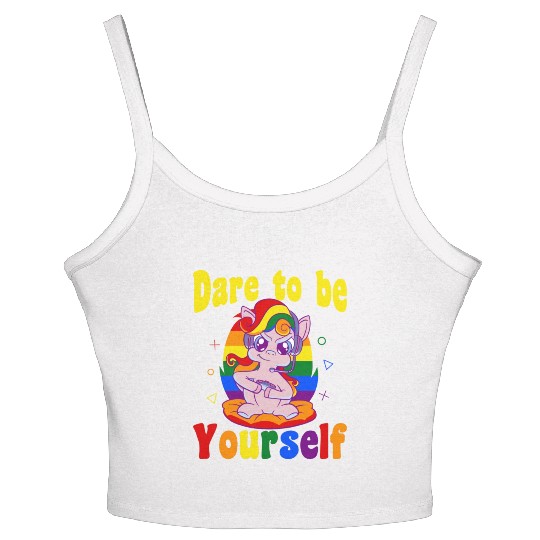 Dare to be Gaymer Lesbian Girl Gamer gift Women's Spaghetti Strap Tank Top