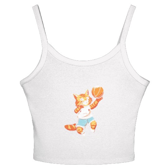 Basketball Cat Basketball Player I Love Basketball Women's Spaghetti Strap Tank Top