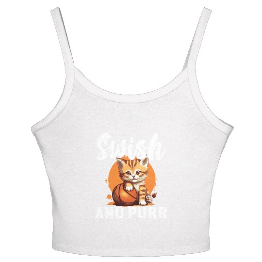 Basketball Cat Basketball Player I Love Basketball Women's Spaghetti Strap Tank Top