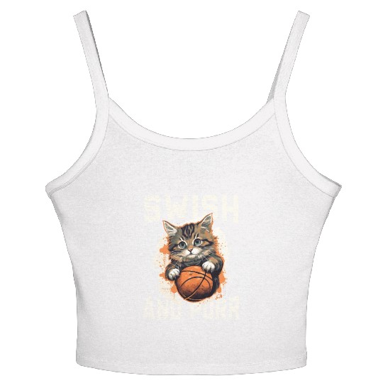 Basketball Cat Basketball Player I Love Basketball Women's Spaghetti Strap Tank Top