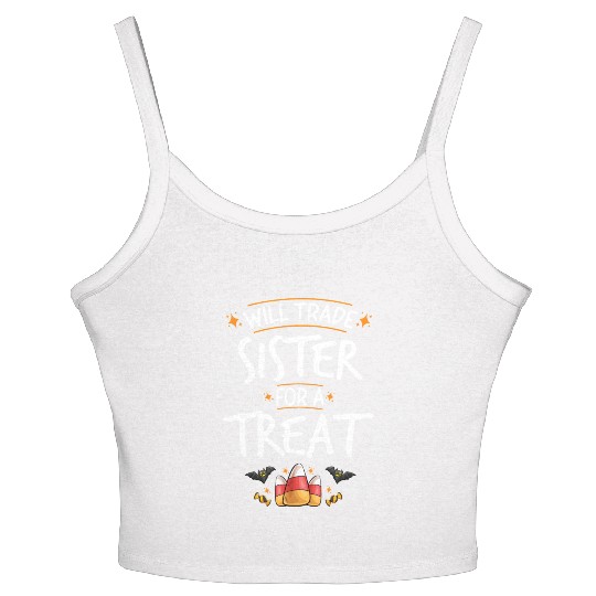 Will Trade Sister For A Treat Halloween Candy Women's Spaghetti Strap Tank Top