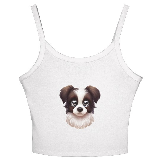 Playful Border Collie Portrait Women's Spaghetti Strap Tank Top