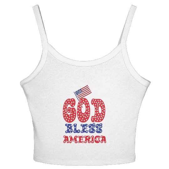 PATRIOTIC DAY GOD BLESS AMERICA Women's Spaghetti Strap Tank Top