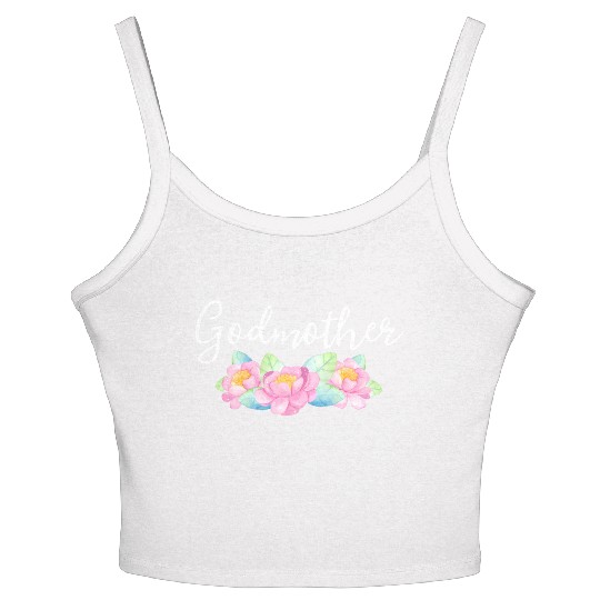 Godmother Floral Aunt Gender Reveal Announcet Women's Spaghetti Strap Tank Top