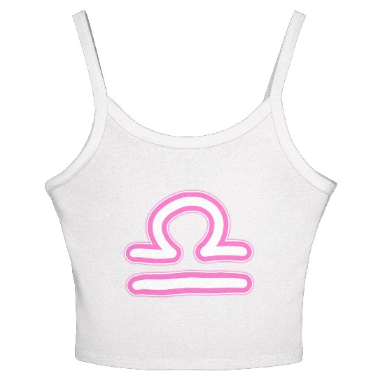 Libra Zodiac Sign Neon Pink Women's Spaghetti Strap Tank Top