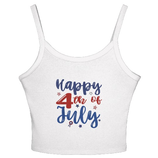 Fireworks Happy 4th Of July US Flag American 4th Women's Spaghetti Strap Tank Top