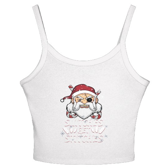 Snitches Get Stitches Santa Hat Funny Santa Pirate Women's Spaghetti Strap Tank Top