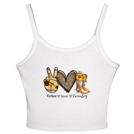 Sunflower Peace Love Country Cowgirl Midwest Boot Women's Spaghetti Strap Tank Top