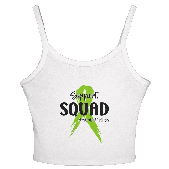 Support Squad Mental Health Awareness Lime Green Women's Spaghetti Strap Tank Top