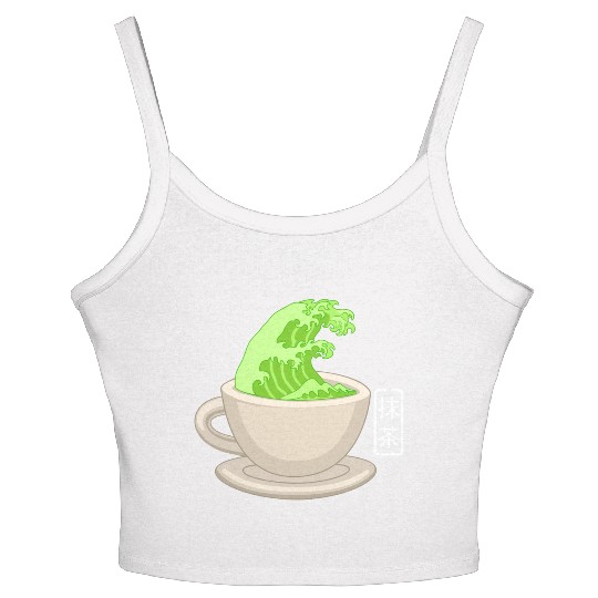 Matcha Latte Great Green Tea Wave Women's Spaghetti Strap Tank Top