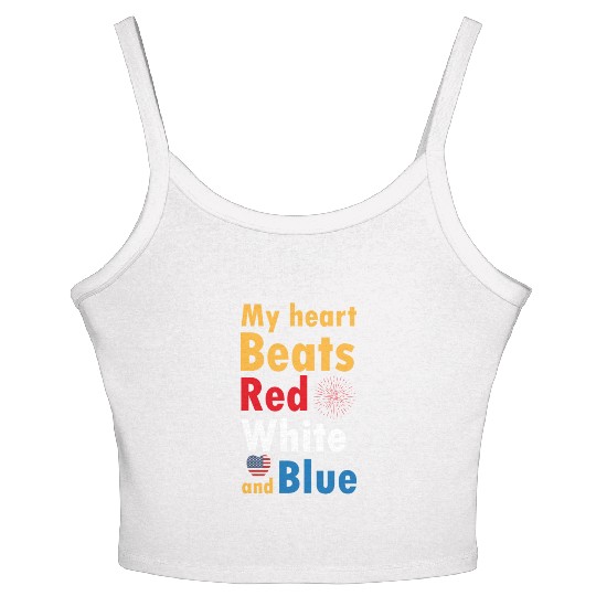 my heart beats red white and blue Women's Spaghetti Strap Tank Top