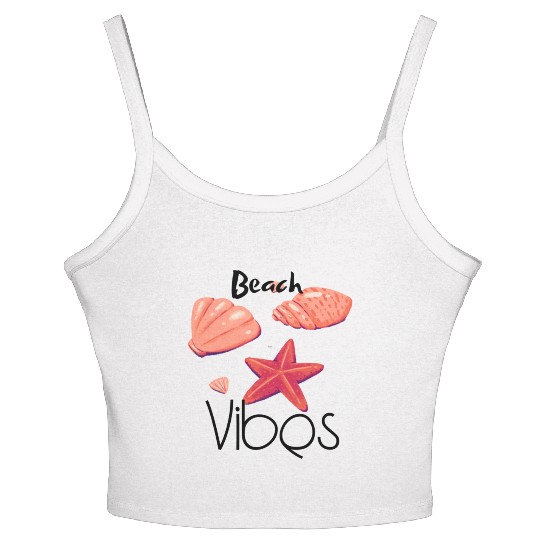"Beach Vibes Women's Spaghetti Strap Tank Top: Embrace the Sun and Sand!"