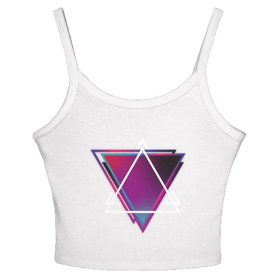 "Triangle Bliss: Geometric Marvel Women's Spaghetti Strap Tank Top"