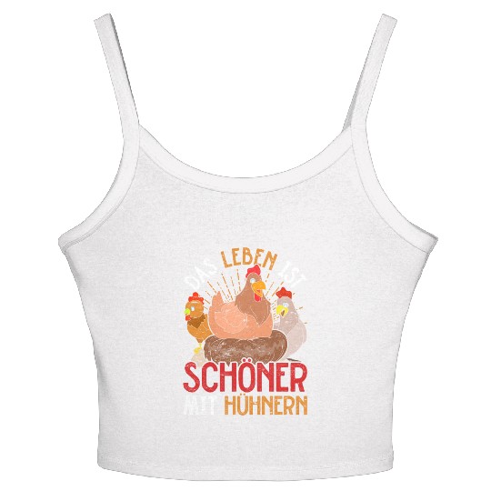Life is more beautiful with chickens funny chicken Women's Spaghetti Strap Tank Top