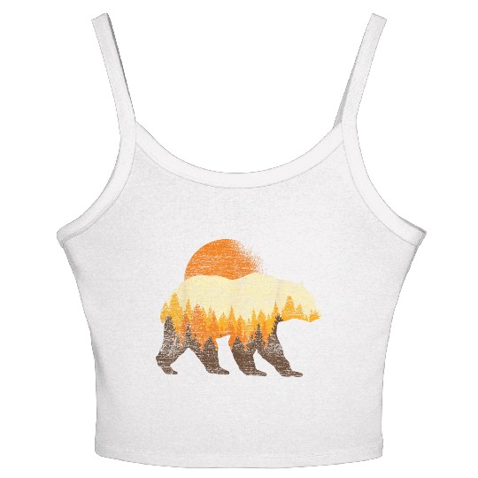 Full Moon Trees Wildlife Forest Bear Lover Women's Spaghetti Strap Tank Top