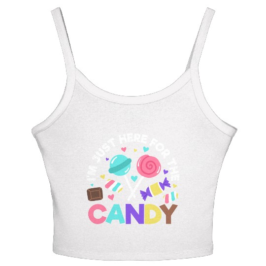 Halloween Candy Trick or Treat Party quote Women's Spaghetti Strap Tank Top