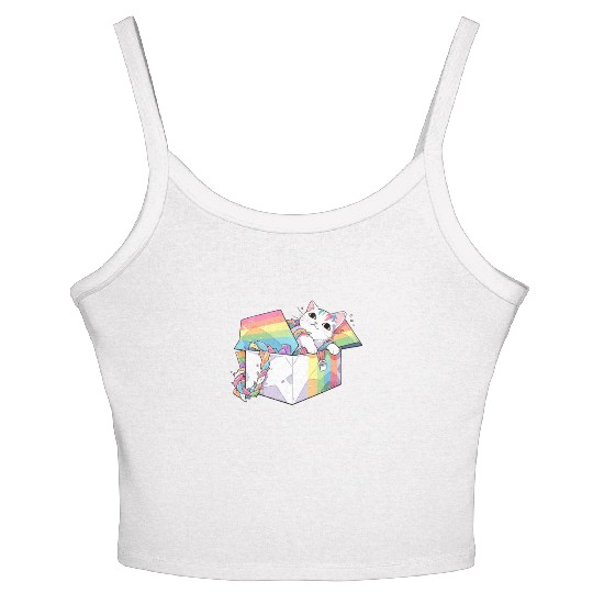 Rainbow Cat Lover Cute Kitty Animal LGBT Community Women's Spaghetti Strap Tank Top