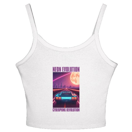 Vintage 80s Futuristic Retrowave Neon Cyberpunk Women's Spaghetti Strap Tank Top