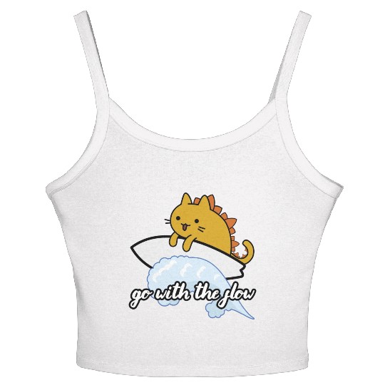 Catzilla Surfer Surf Lover Go With The Flow Women's Spaghetti Strap Tank Top