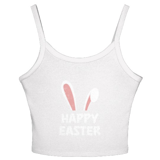 Happy Easter Bunny Rabbit Ears Women's Spaghetti Strap Tank Top
