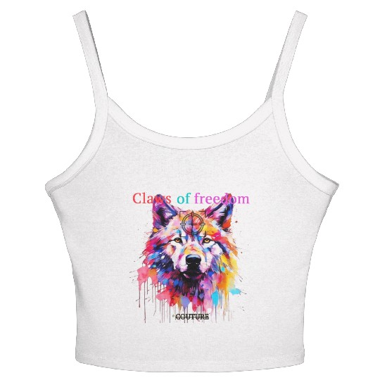 Lone Wolf in Multicolor Women's Spaghetti Strap Tank Top