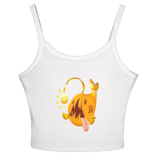The Orange Candy Corn Angler Fish Women's Spaghetti Strap Tank Top