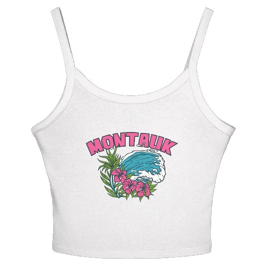 Montauk New York Summer Nyc Tropical Montaukett Women's Spaghetti Strap Tank Top