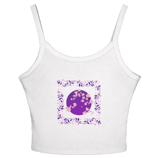 Cherry Blossom Women's Spaghetti Strap Tank Top, Aesthetic Vaporwave Sakura