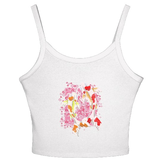 Sakura Koi Fish Gift Cherry Blossom Koi Carp Women's Spaghetti Strap Tank Top