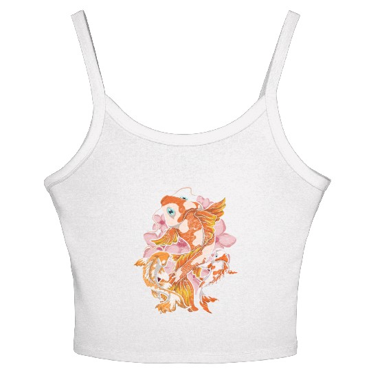Cherry Blossom Nishikigoi Gift Sakura Koi Carp Women's Spaghetti Strap Tank Top