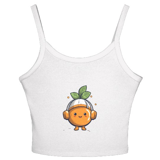 Orange Fruit Fruitarian Funny Cute Party Music Women's Spaghetti Strap Tank Top