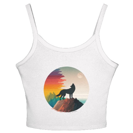 LGBTQIA+ Majestic wolf on the mountain top Women's Spaghetti Strap Tank Top