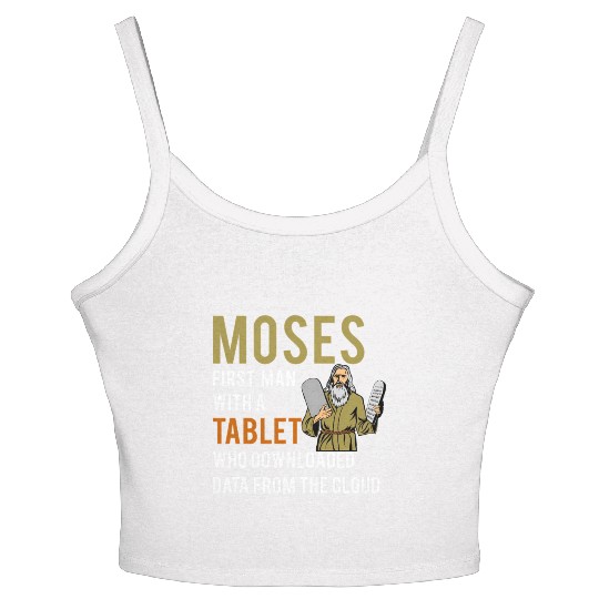 Jewish Passover Moses Tablet Data Cloud Computing Women's Spaghetti Strap Tank Top