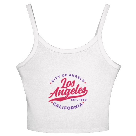 Los Angeles City Of Angels California Red Text Women's Spaghetti Strap Tank Top