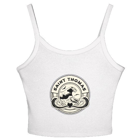 St Thomas Caribbean Sea Japanese Style Waves Women's Spaghetti Strap Tank Top