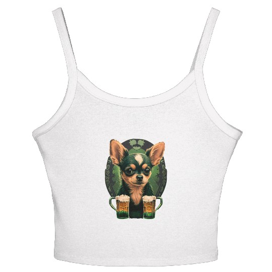 Chihuahua | St. Saint Patricks Day Beer Shamrock Women's Spaghetti Strap Tank Top